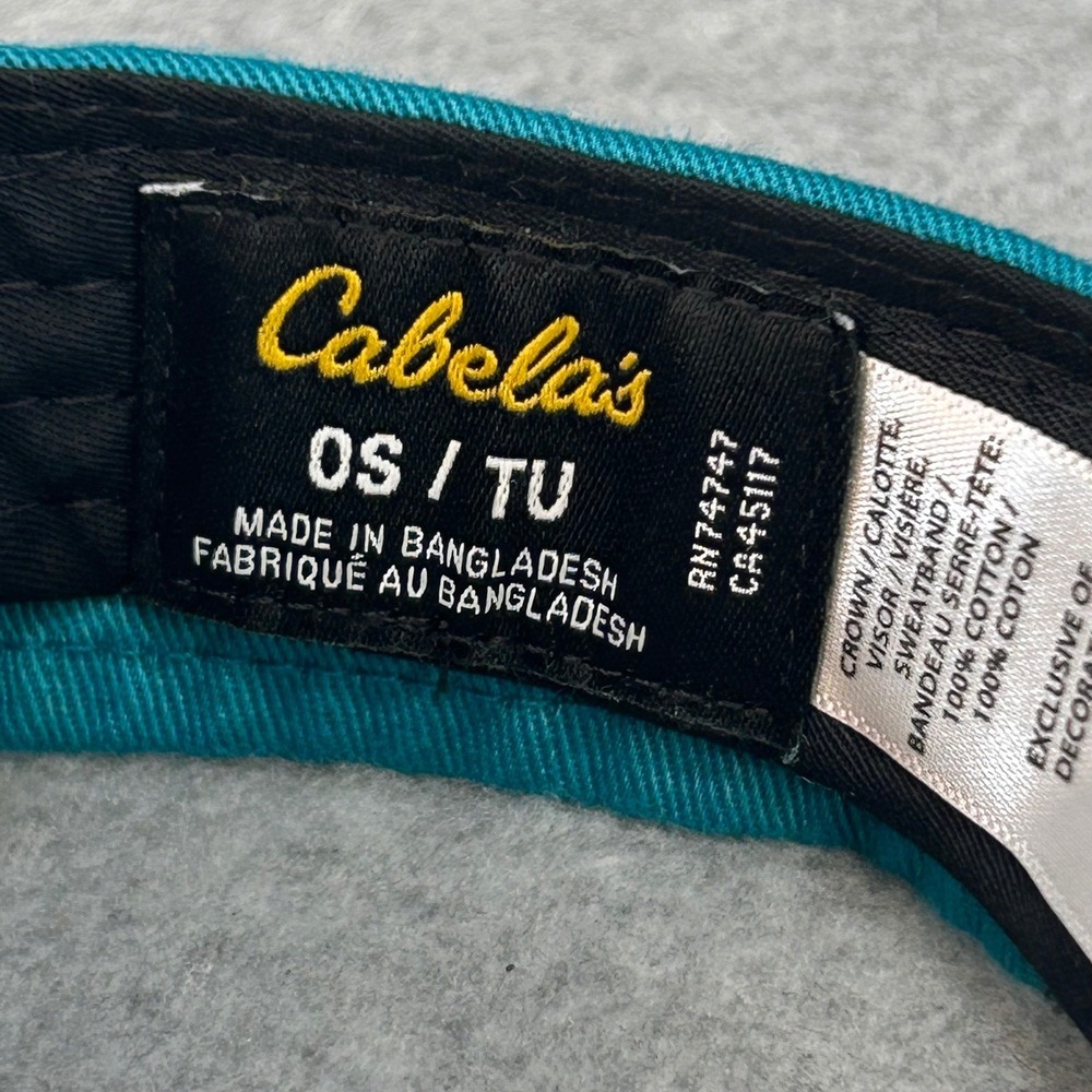 Cabelas Script Logo Mens Teal Cabelas Sun Visor Snapback Adjustable OSFM - Picture 2 of 9
